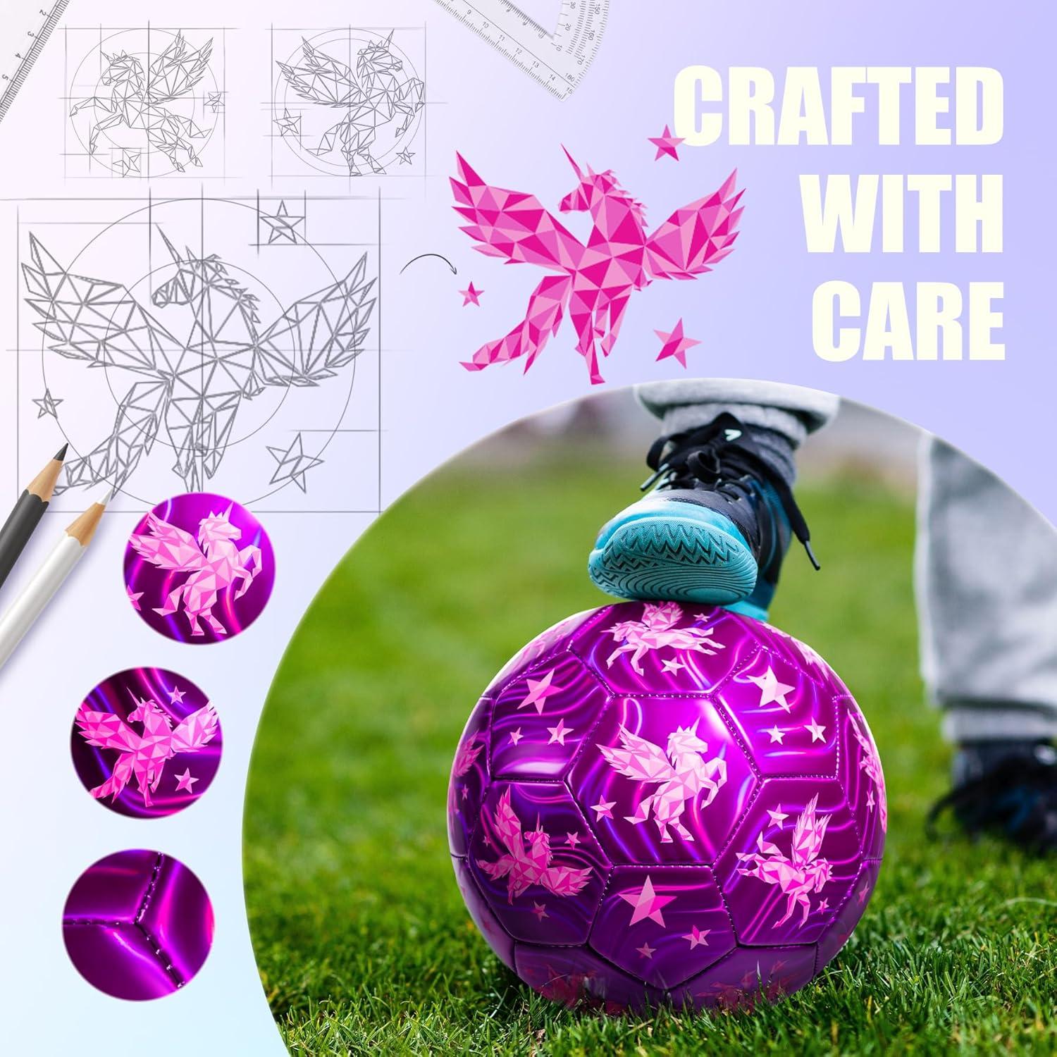 Balón de Fútbol INPODAK Tamaño 3 Unicornio Rosa para Niños