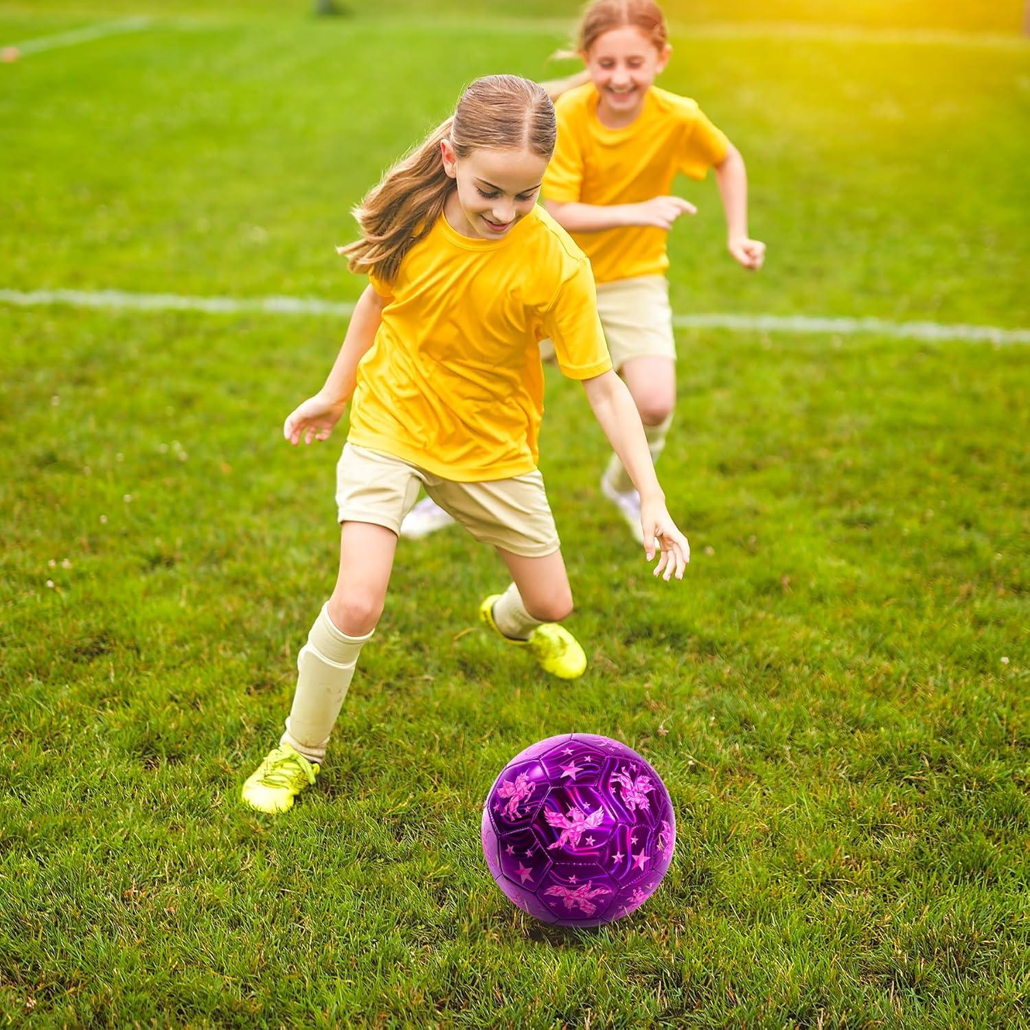Balón de Fútbol INPODAK Tamaño 3 Unicornio Rosa para Niños