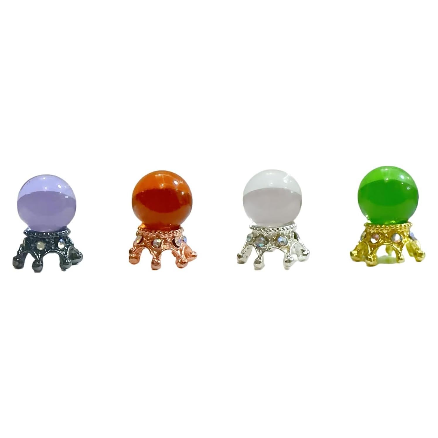 Fairy Garden Crystal Glass Ball in Gold, Yellow Gold, Bronze, Silver, Dollhouse Wizard Minis Terrarium Miniatures Halloween Craft Supply