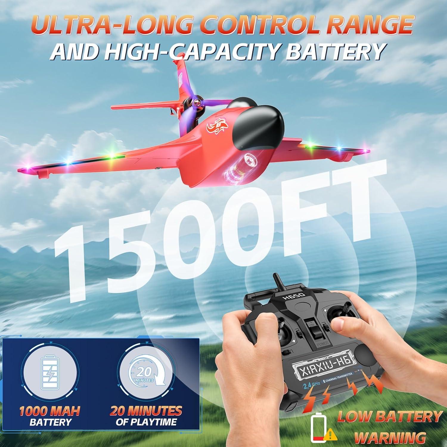 Avión RC Anfibio Rumdout H650 6 Canales Rojo