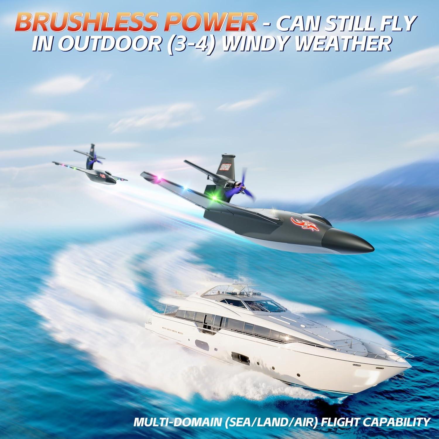 Avión RC Anfibio Rumdout H650 6 Canales Rojo