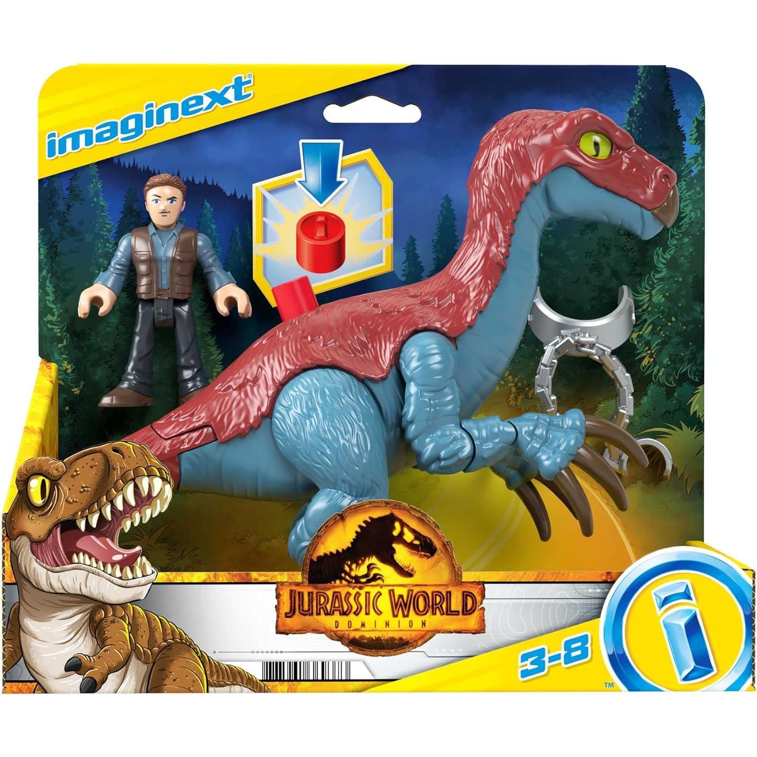 Juego de Figuras Dinosaurios Owen Grady y Therizinosaurus