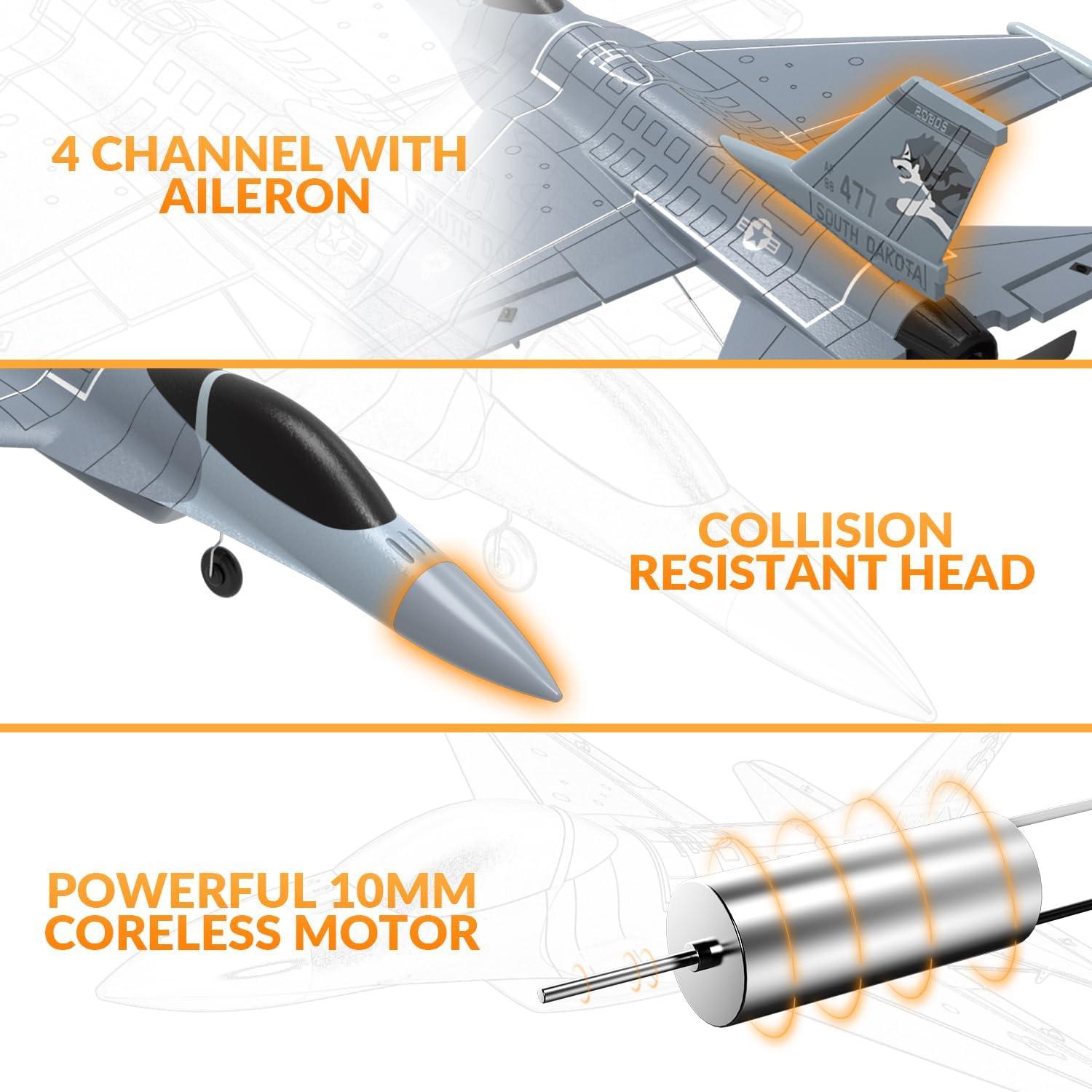 Avión RC VOLANTEXRC 4CH F-16 Halcón Acrobacia 200m