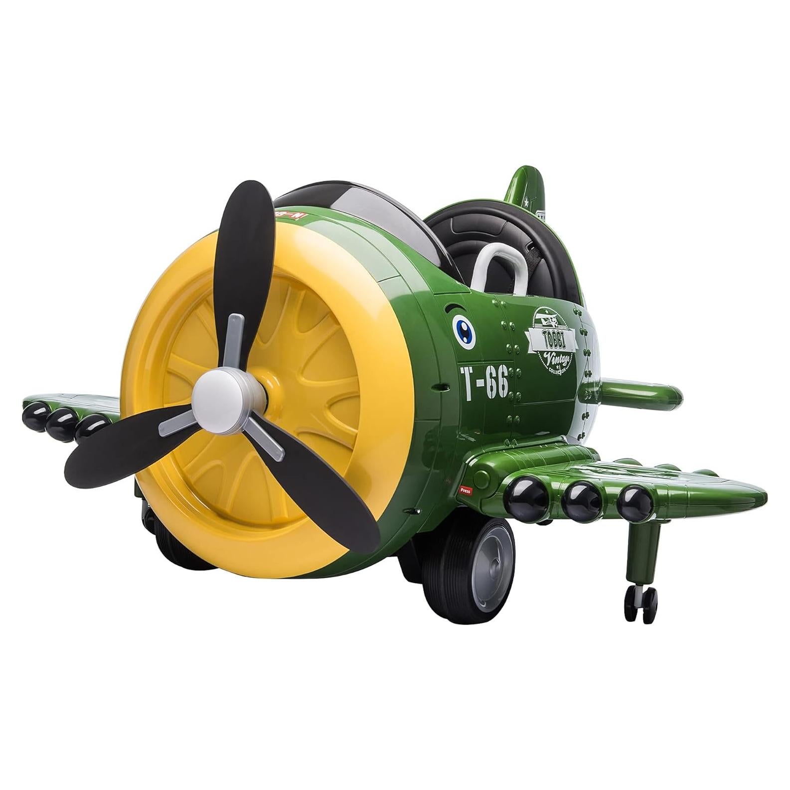 Coche eléctrico para niños TOBBI avión 12V control remoto verde