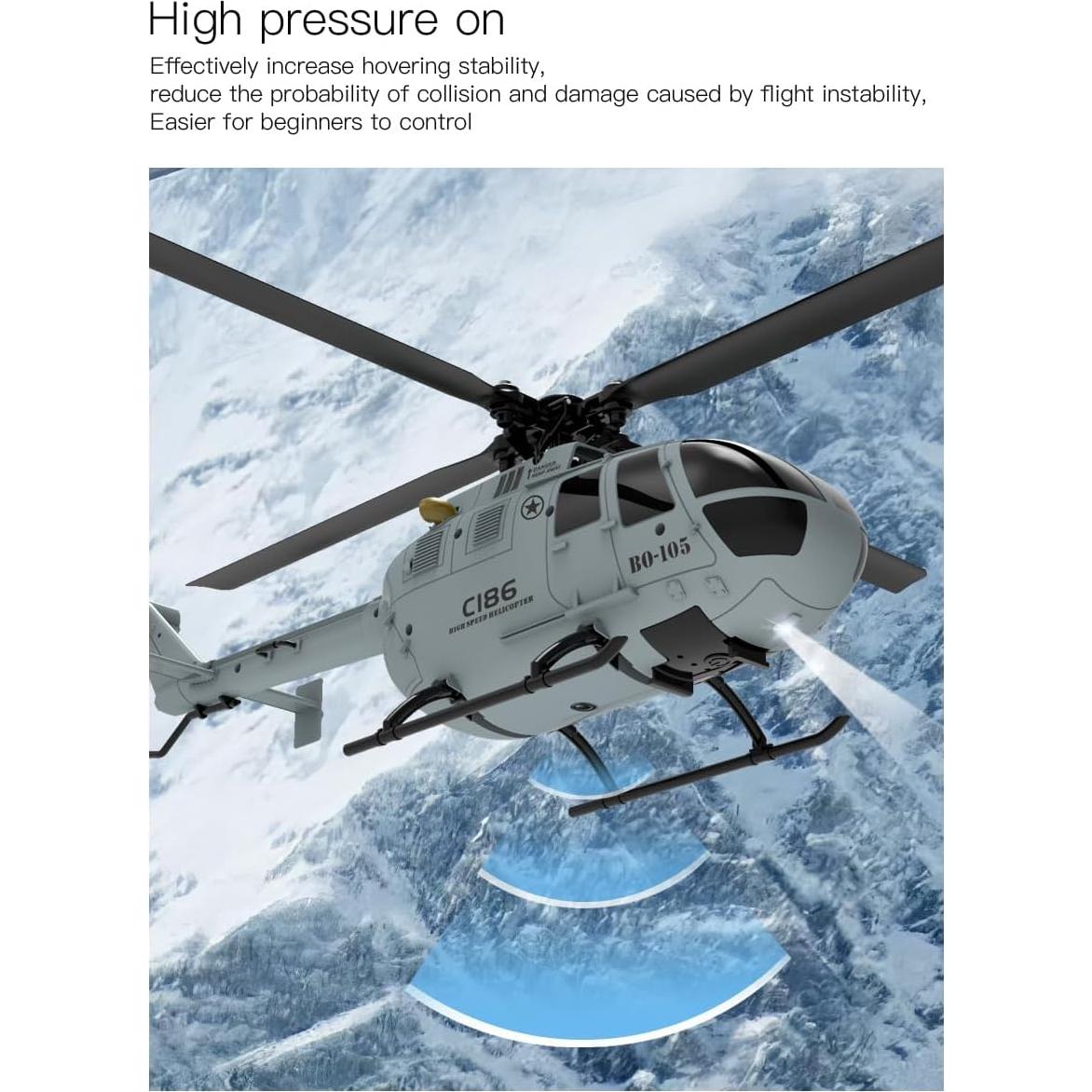 Helicóptero RC BO-105 Control Remoto 6 Ejes 25.6cm Gris