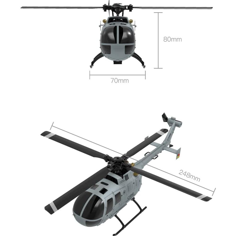 Helicóptero RC BO-105 Control Remoto 6 Ejes 25.6cm Gris