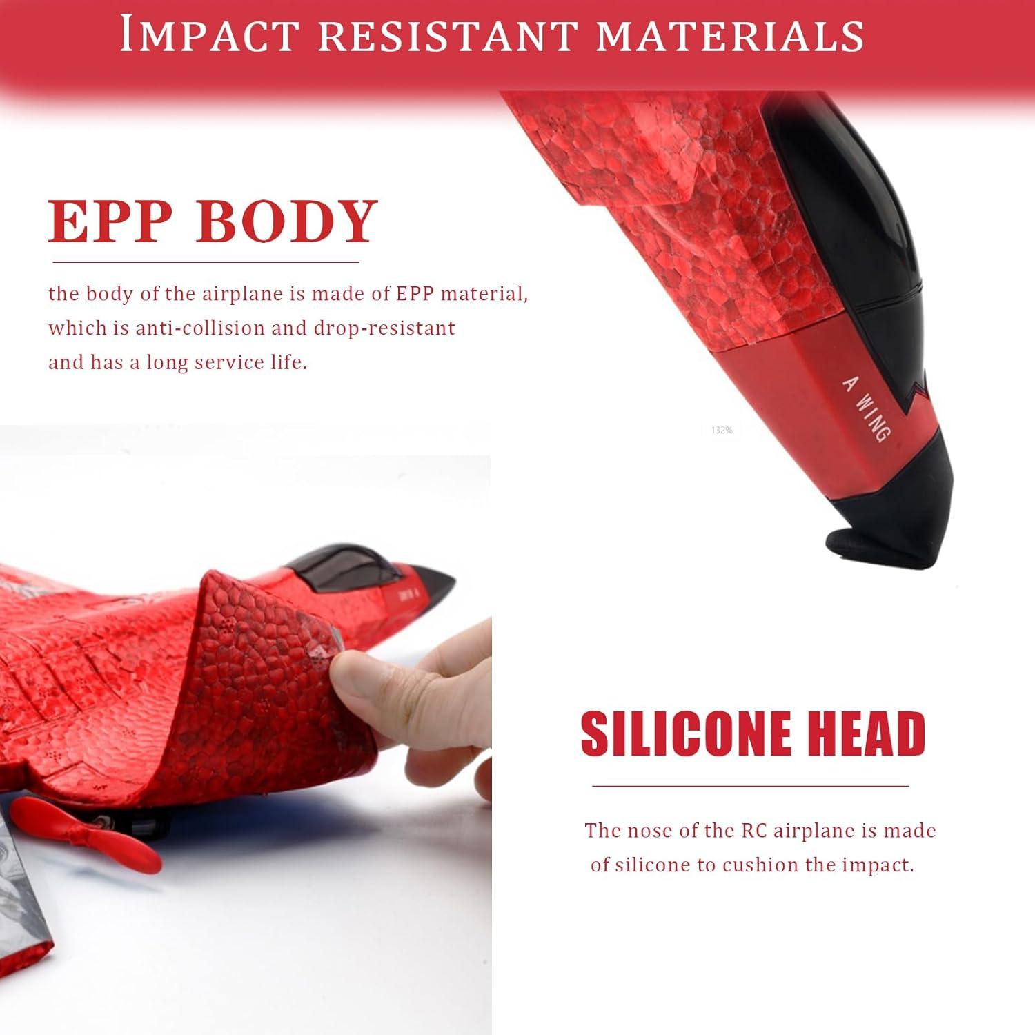 RC Plane Flighter Jet Toys for Kids Adult,2 CH Foam Remote Control Airplane for Boys Girls Over 12 Years and up,F35 Gravity Gliders Aircraft Gifts with 3 Batteries for Beginner Red