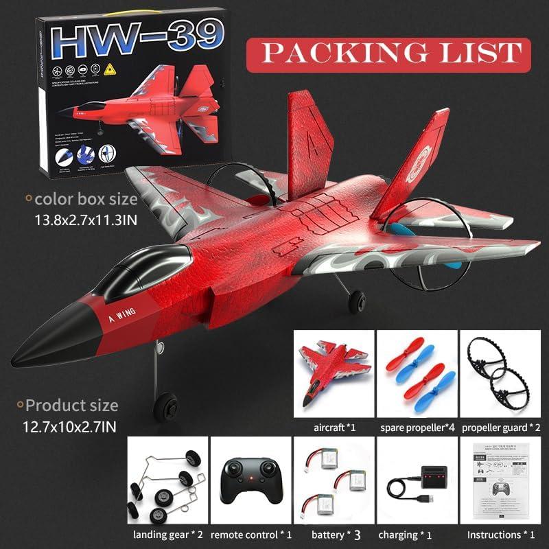 RC Plane Flighter Jet Toys for Kids Adult,2 CH Foam Remote Control Airplane for Boys Girls Over 12 Years and up,F35 Gravity Gliders Aircraft Gifts with 3 Batteries for Beginner Red