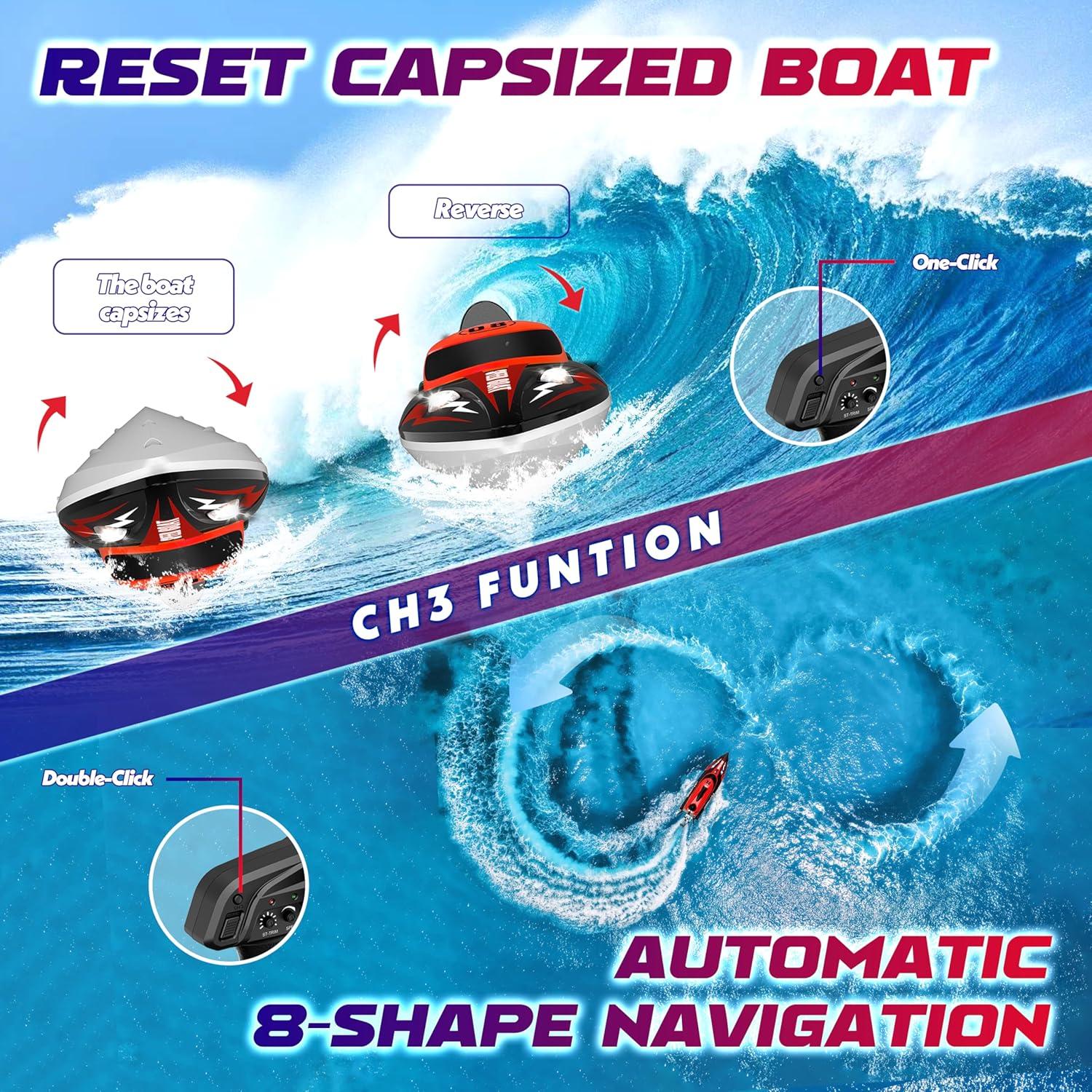 Barco de Control Remoto HONGXUNJIE HJ808 35.4 km/h Rojo