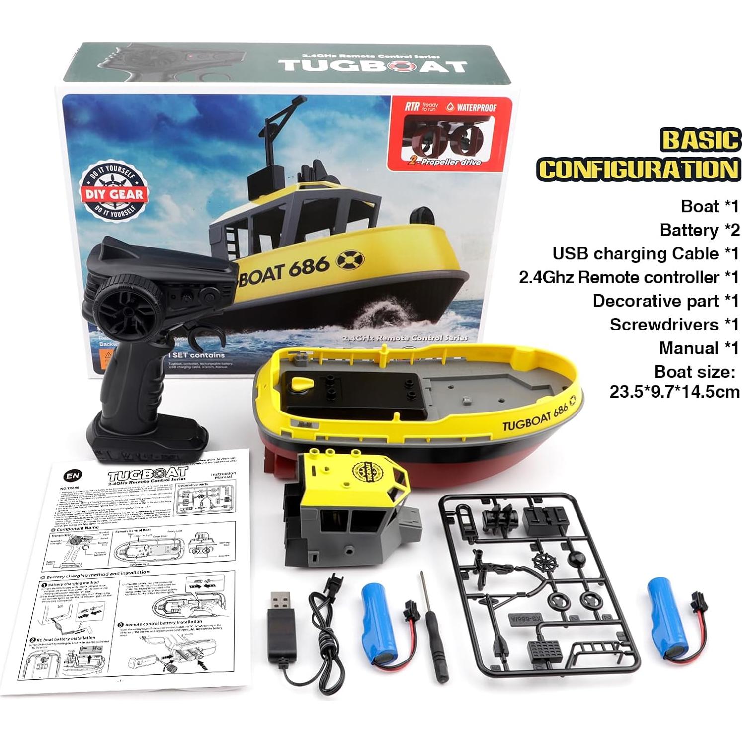 Barco RC Remolcador 1/72 SHANTOU TX686 40 Min de Juego