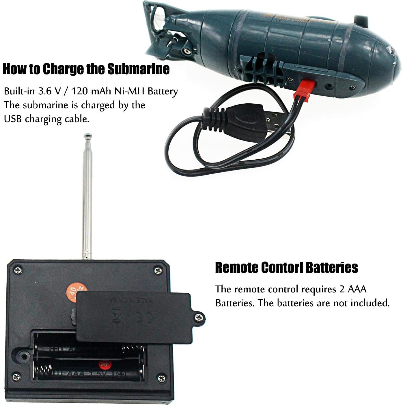 Submarino RC Control Remoto Tipmant Azul 12.7 cm Juguete