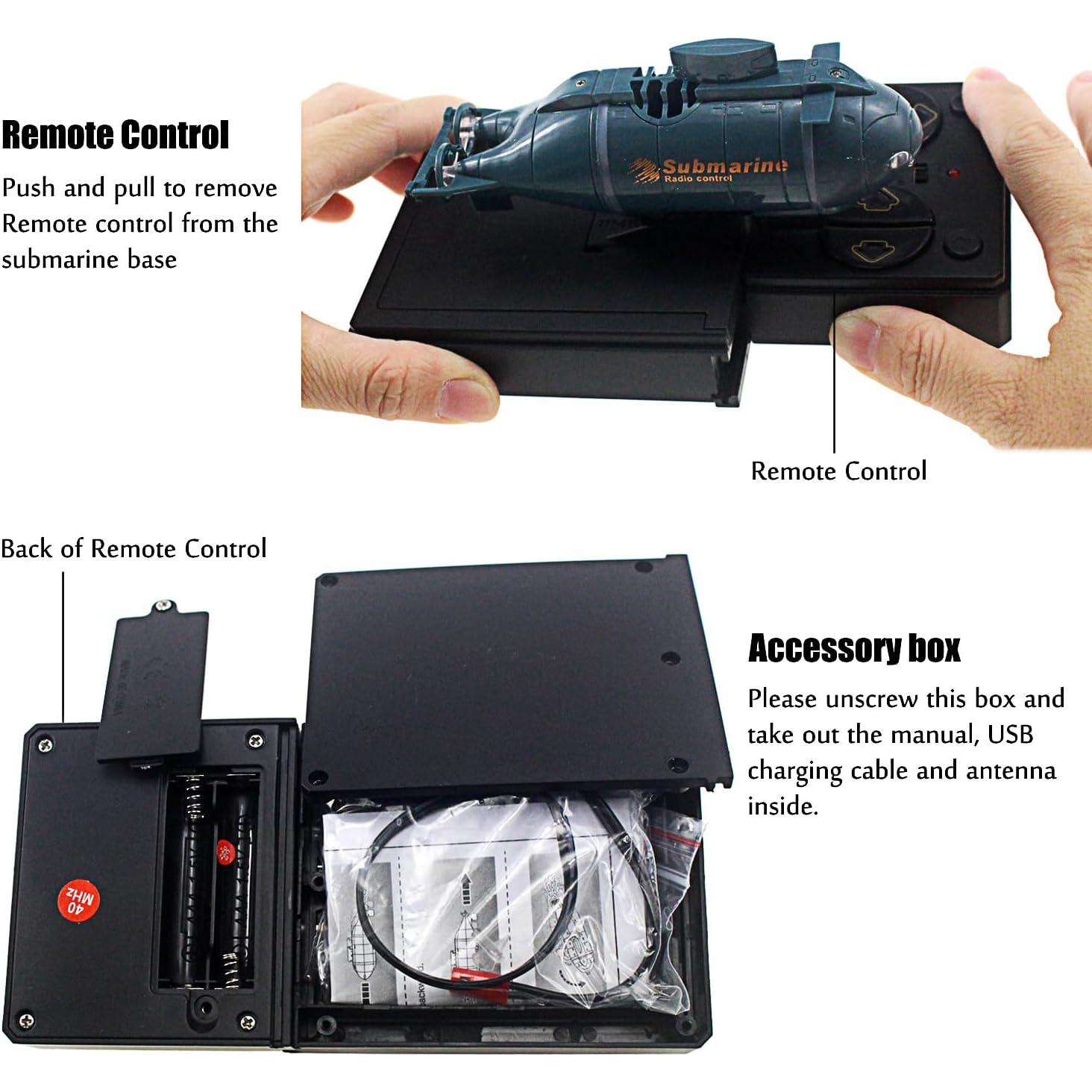 Submarino RC Control Remoto Tipmant Azul 12.7 cm Juguete