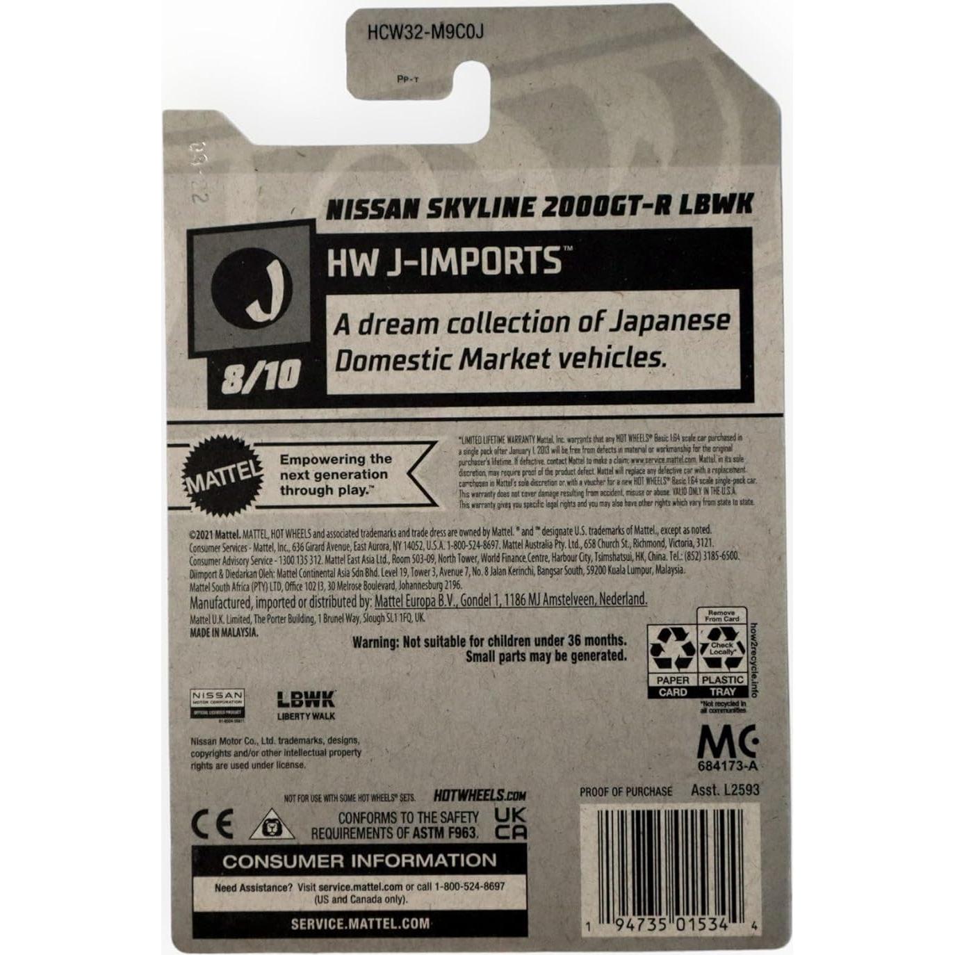 Hot Wheels Nissan Skyline 2000GT-R LBWK Verde 1:64 2022