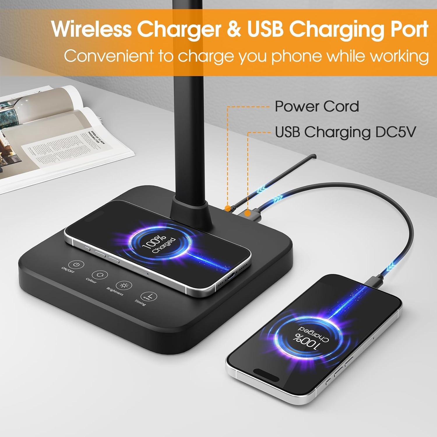 Lámpara de Escritorio LED ShineTech U19TT 24W Carga Inalámbrica