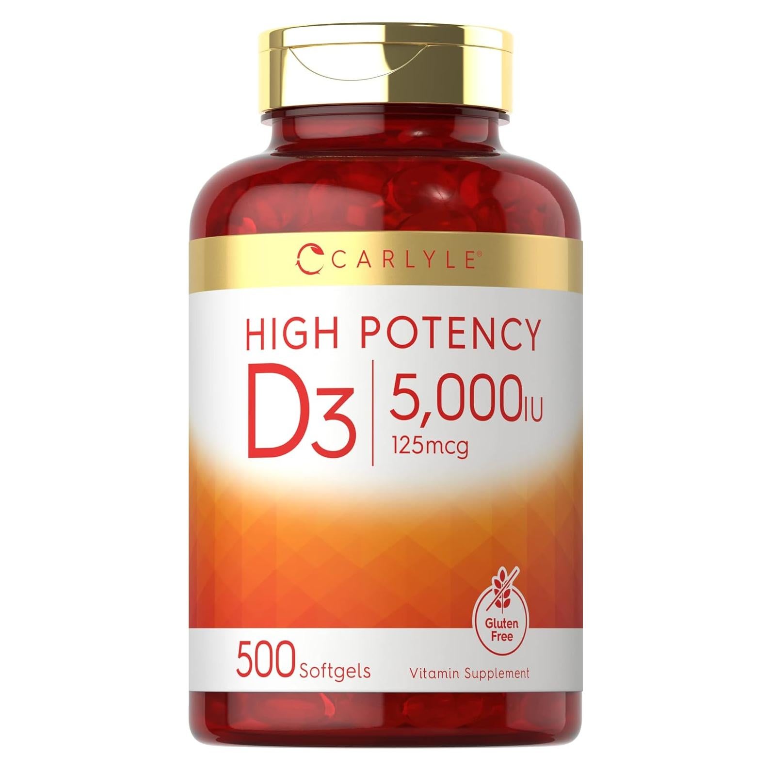 Carlyle Vitamina D3 5000 UI Gelatinas Blandas 500 Conteo