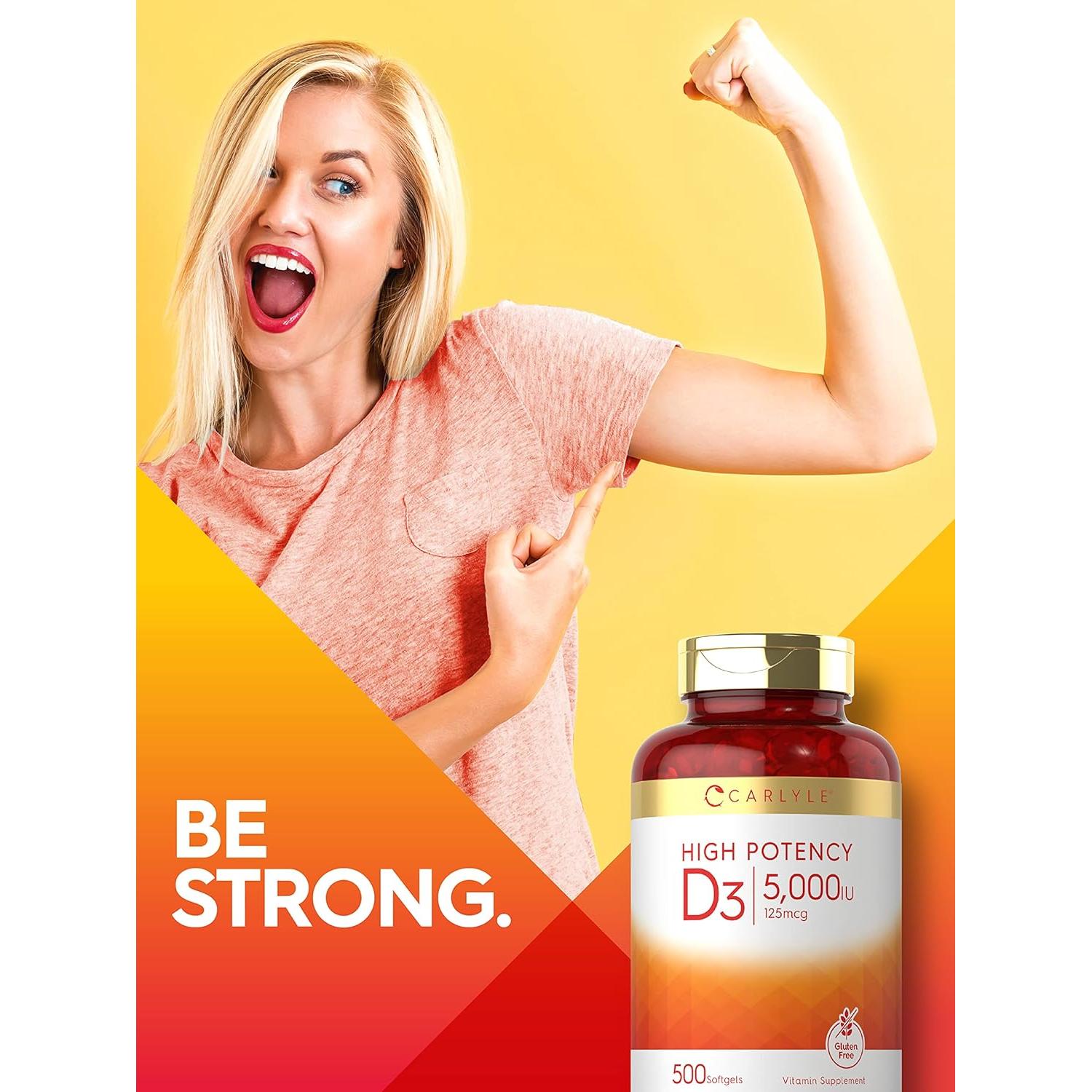 Carlyle Vitamina D3 5000 UI Gelatinas Blandas 500 Conteo