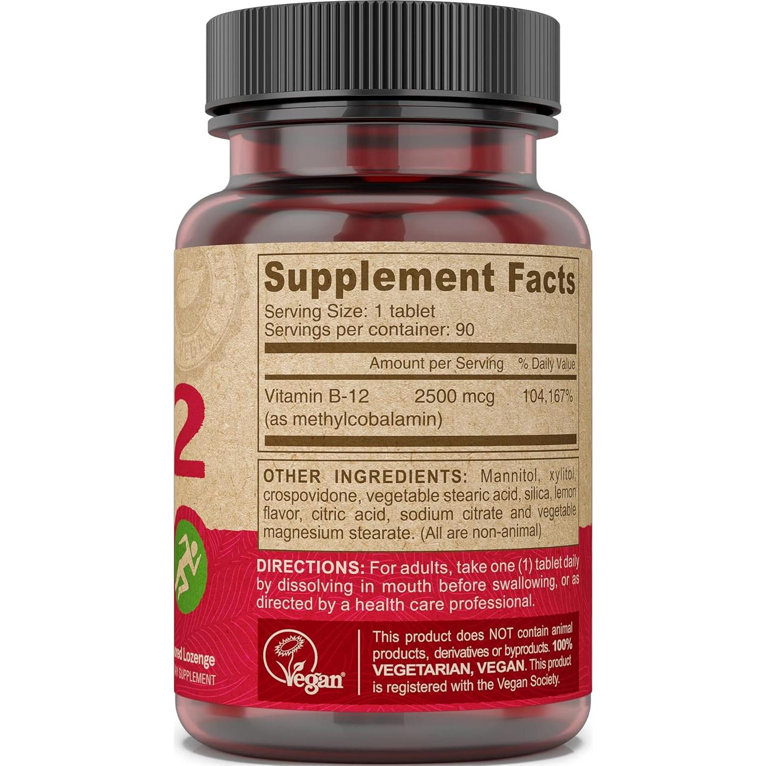 Tabletas Sublinguales B12 Veganas Deva 2500 mcg 90 Unidades