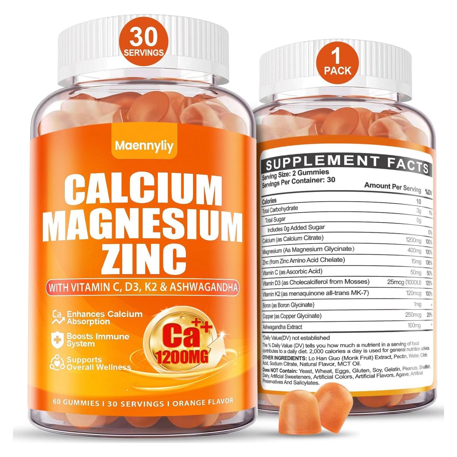 Gominolas de Calcio 1200 mg Maennyliy con Vitamina D3 y Zinc