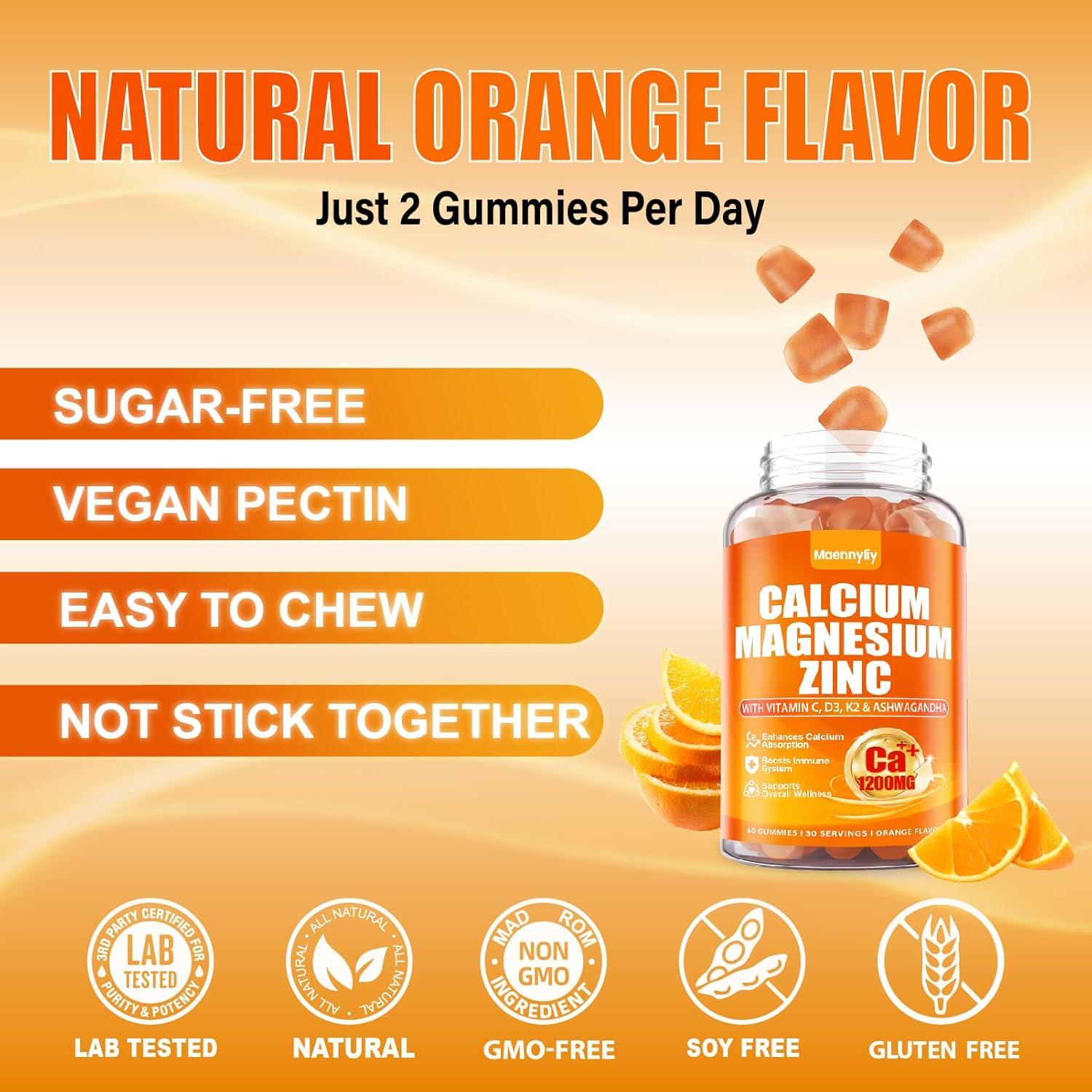 Gominolas de Calcio 1200 mg Maennyliy con Vitamina D3 y Zinc