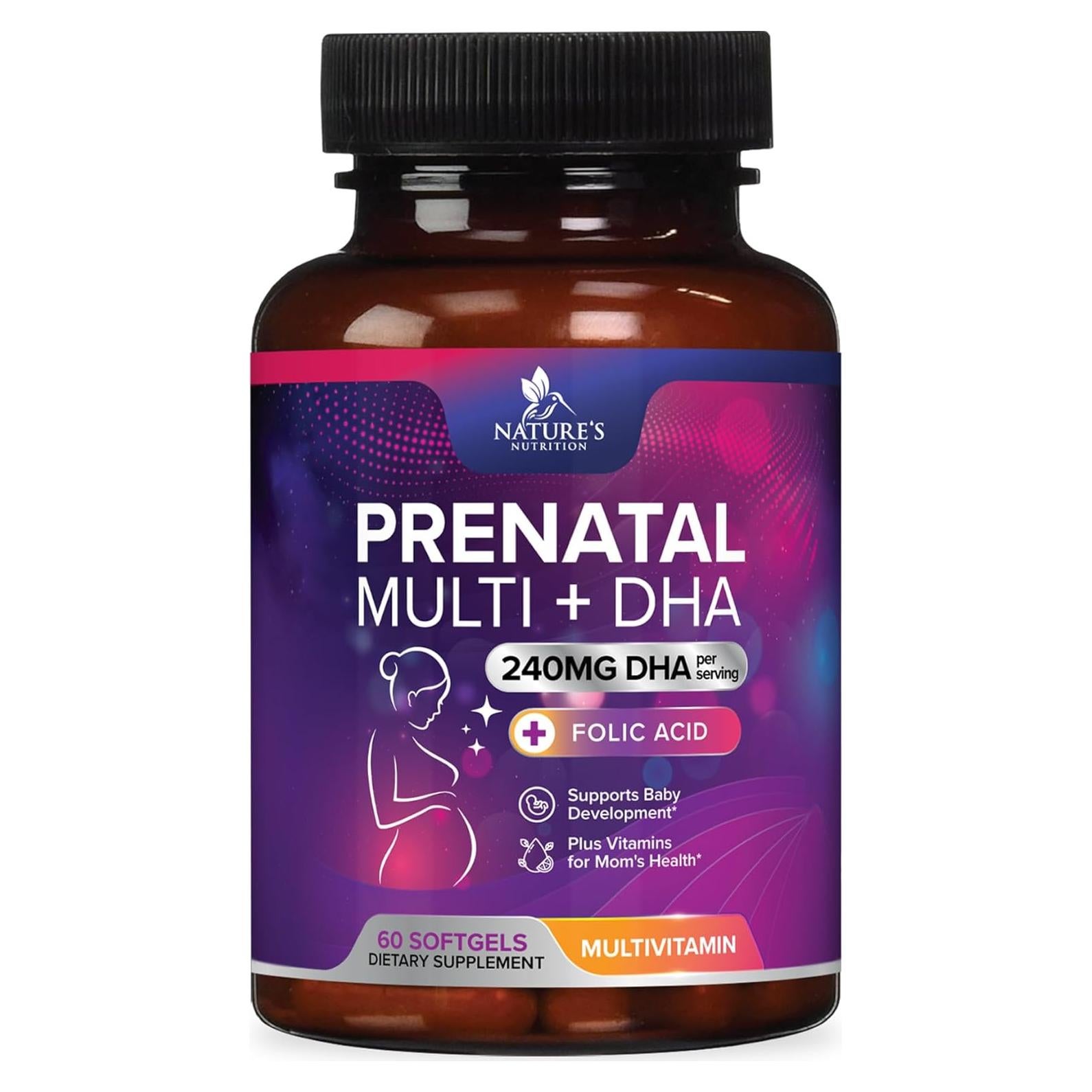 Vitaminas Prenatales Nature's Nutrition 60 Gelatinas Blandas DHA