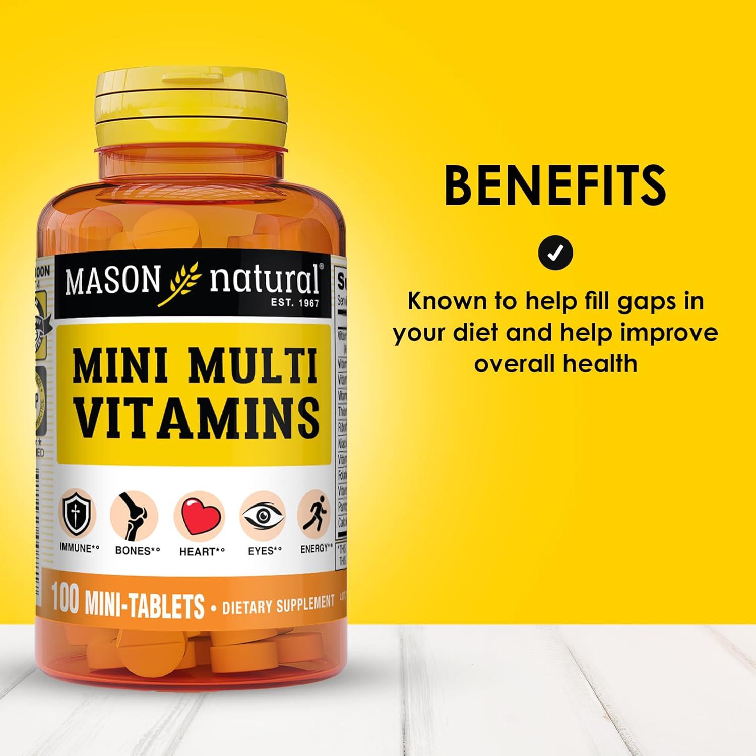 Mini Multivitaminas Mason Natural 100 Días A, C, D3, E, B