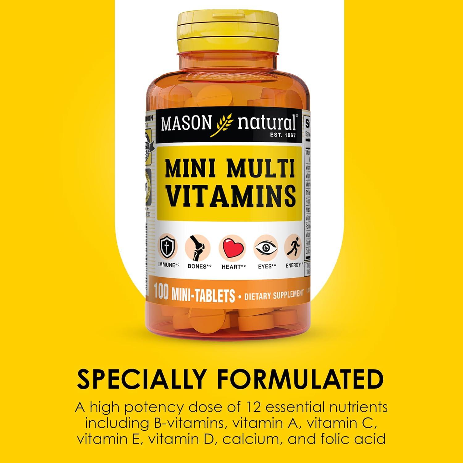 Mini Multivitaminas Mason Natural 100 Días A, C, D3, E, B