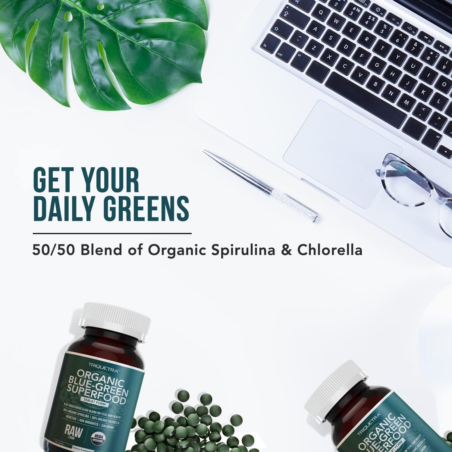 Tabletas de Espirulina y Clorella Orgánicas Triquetra 120 Unidades
