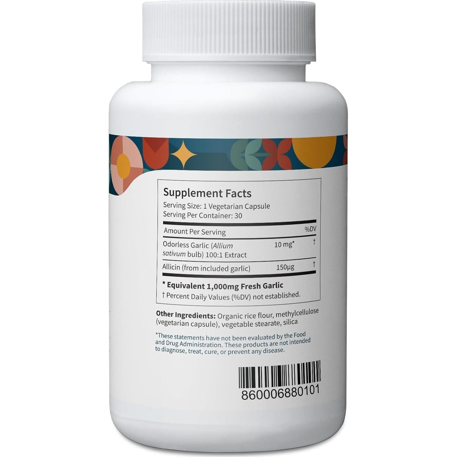 Ajo Orgánico Sin Olor Pattern Wellness 1000mg 30 Cápsulas Veganas