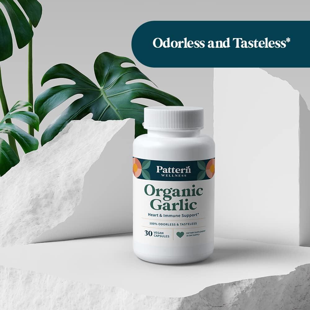 Ajo Orgánico Sin Olor Pattern Wellness 1000mg 30 Cápsulas Veganas