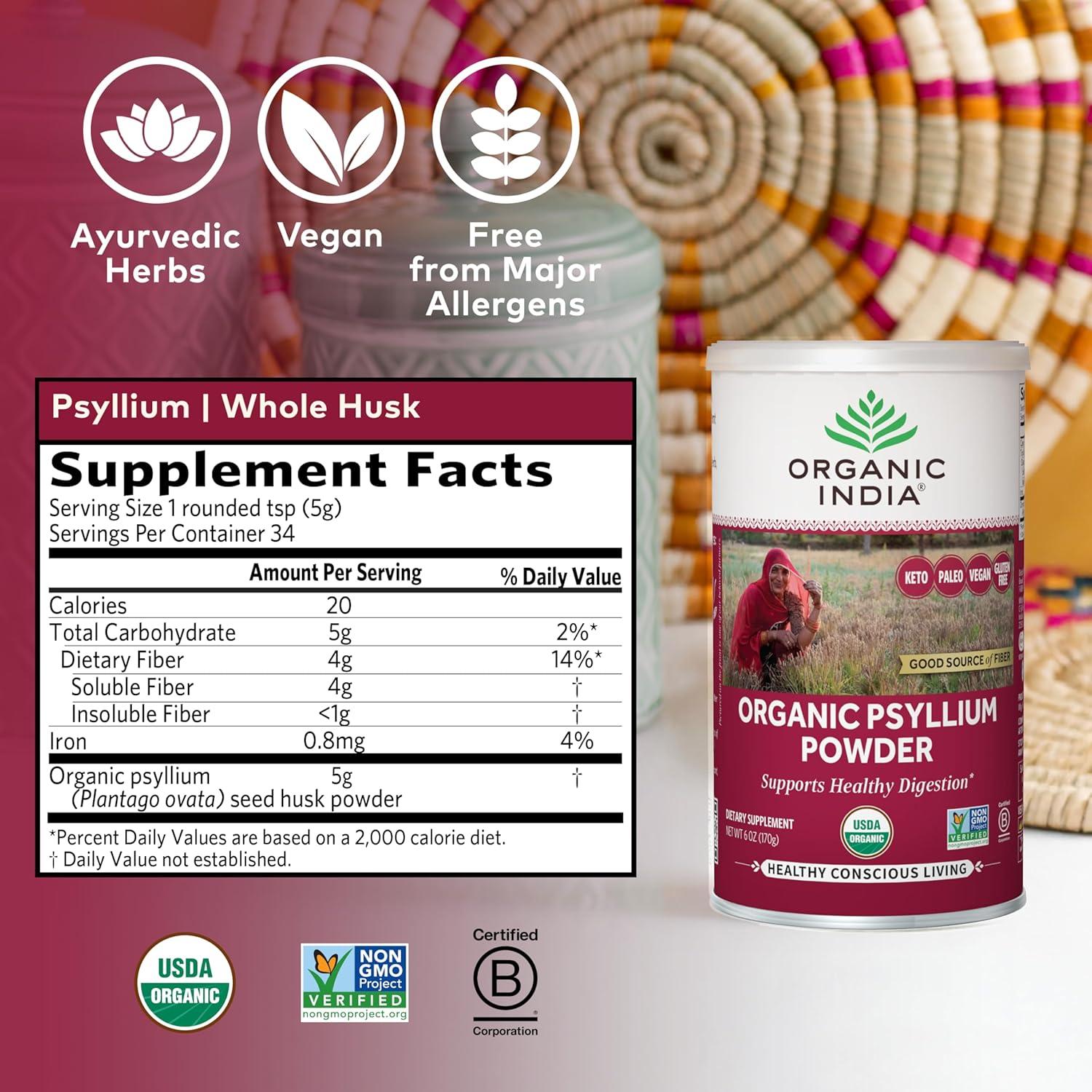 Polvo de Psyllium Orgánico India - Suplemento Digestivo 340g