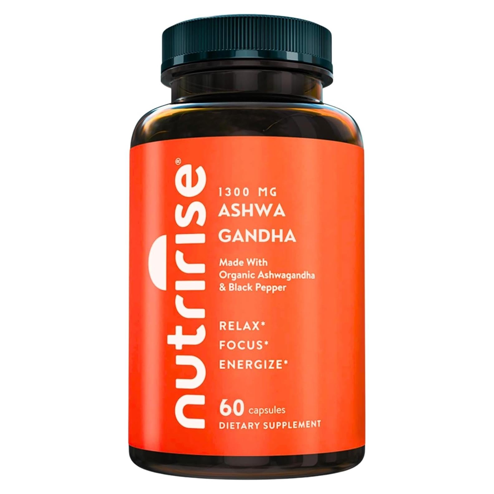 Cápsulas de Ashwagandha Orgánica NutriRise 1300mg 60 Unidades