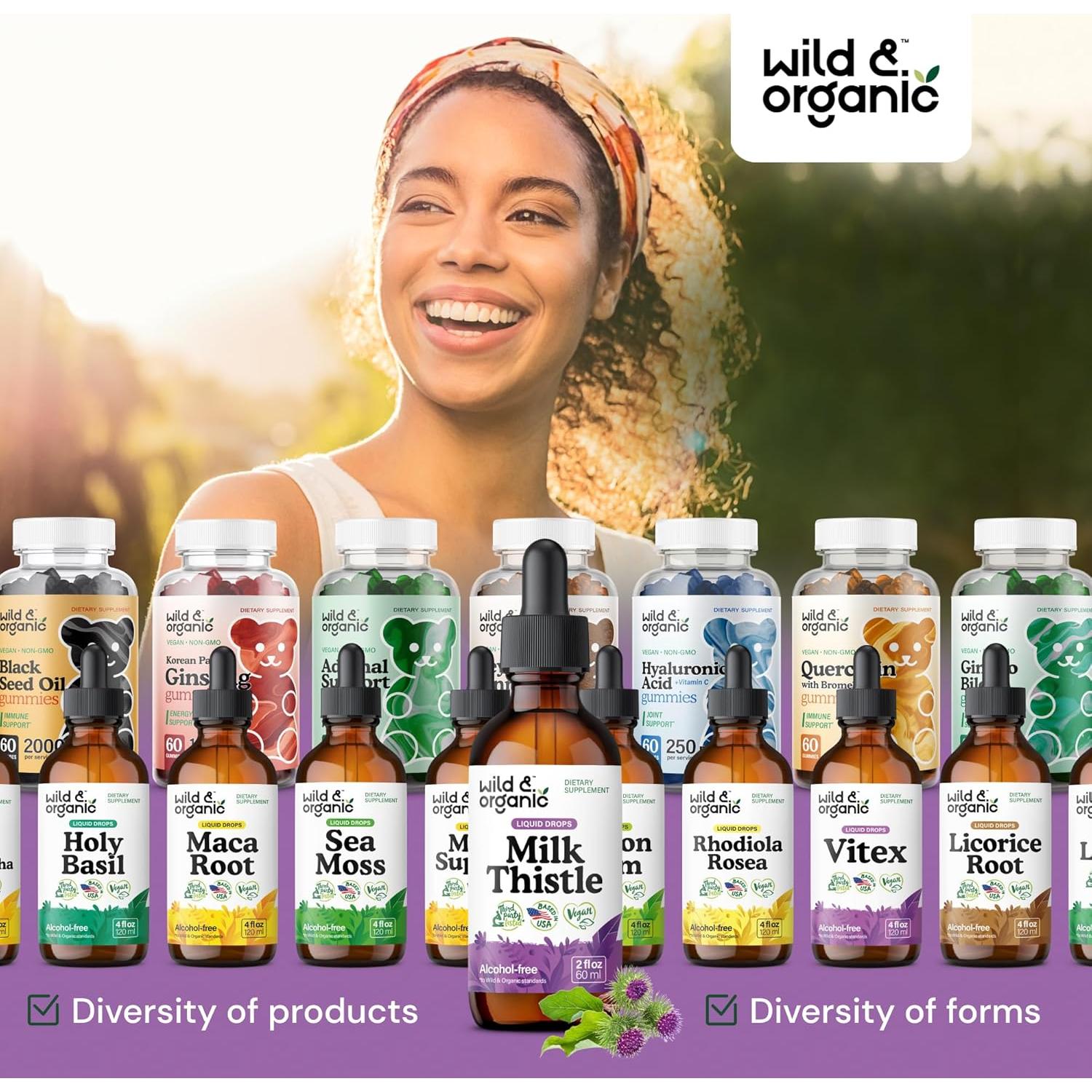 Tintura de Cardo Mariano Orgánico Wild & Organic 59 ml - Sin Alcohol