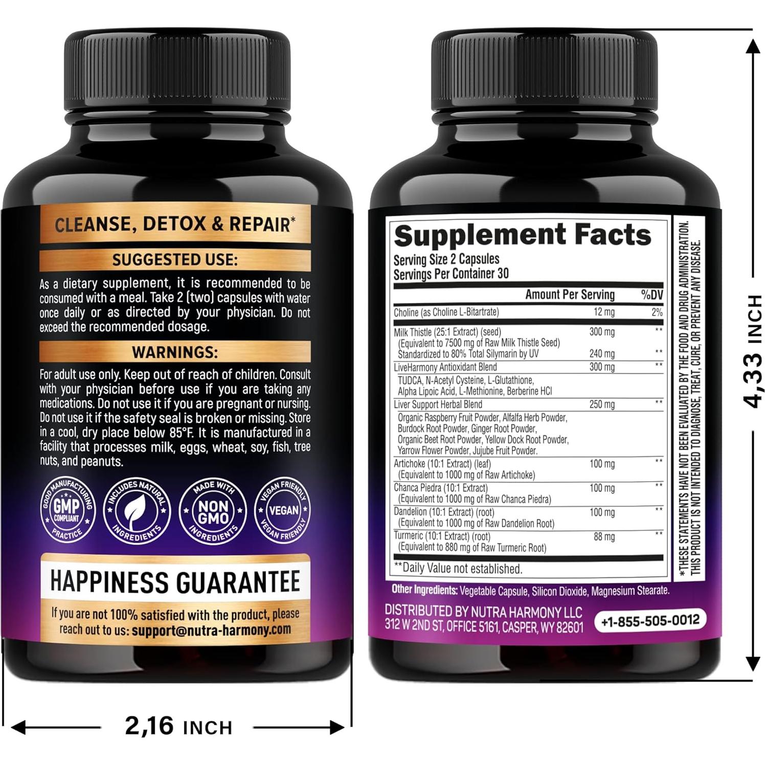 Suplemento Desintoxicante Hepático Cardo Mariano 60 Cápsulas