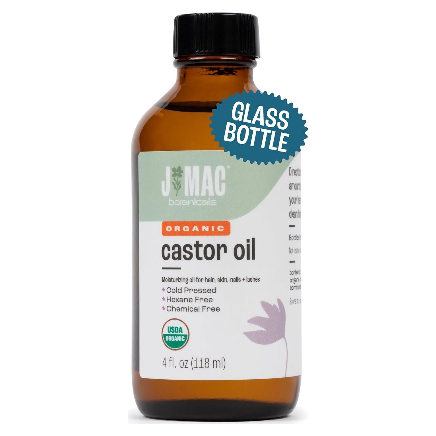 Aceite de Ricino Orgánico J MAC BOTANICALS 118 ml Vidrio