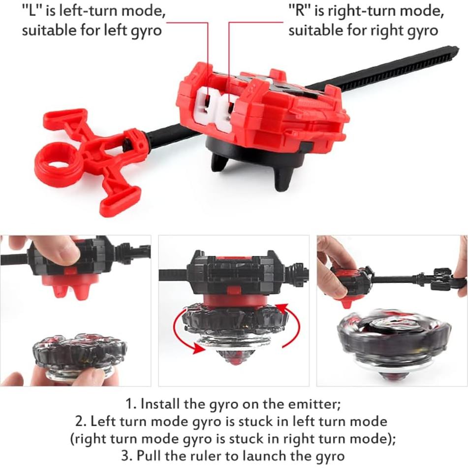 Juego de 10 Tops Bey + Lanzadores + Caja Portátil WTUME