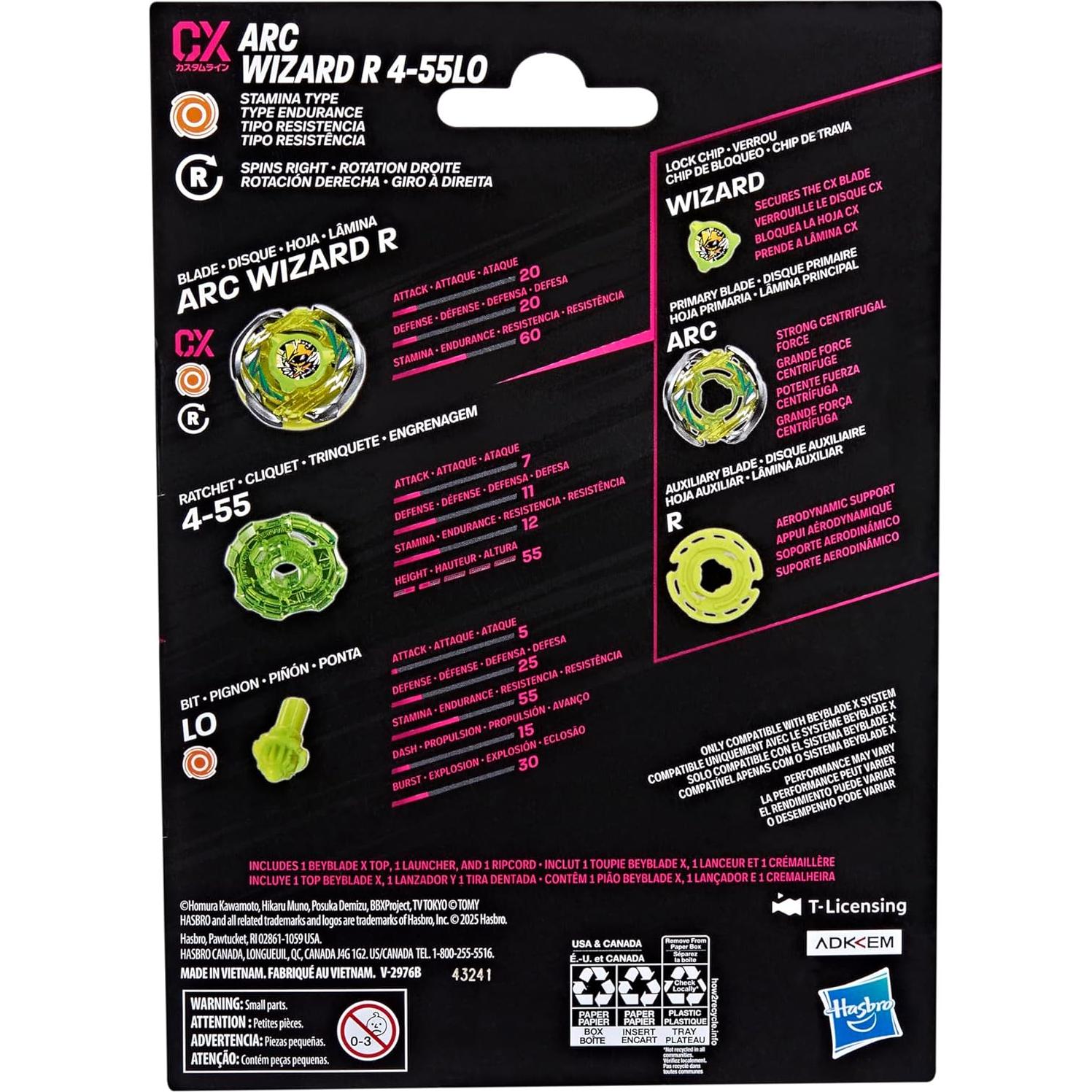 Beyblade X Arc Wizard R 4-55LO CX - Top Resistencia y Lanzador