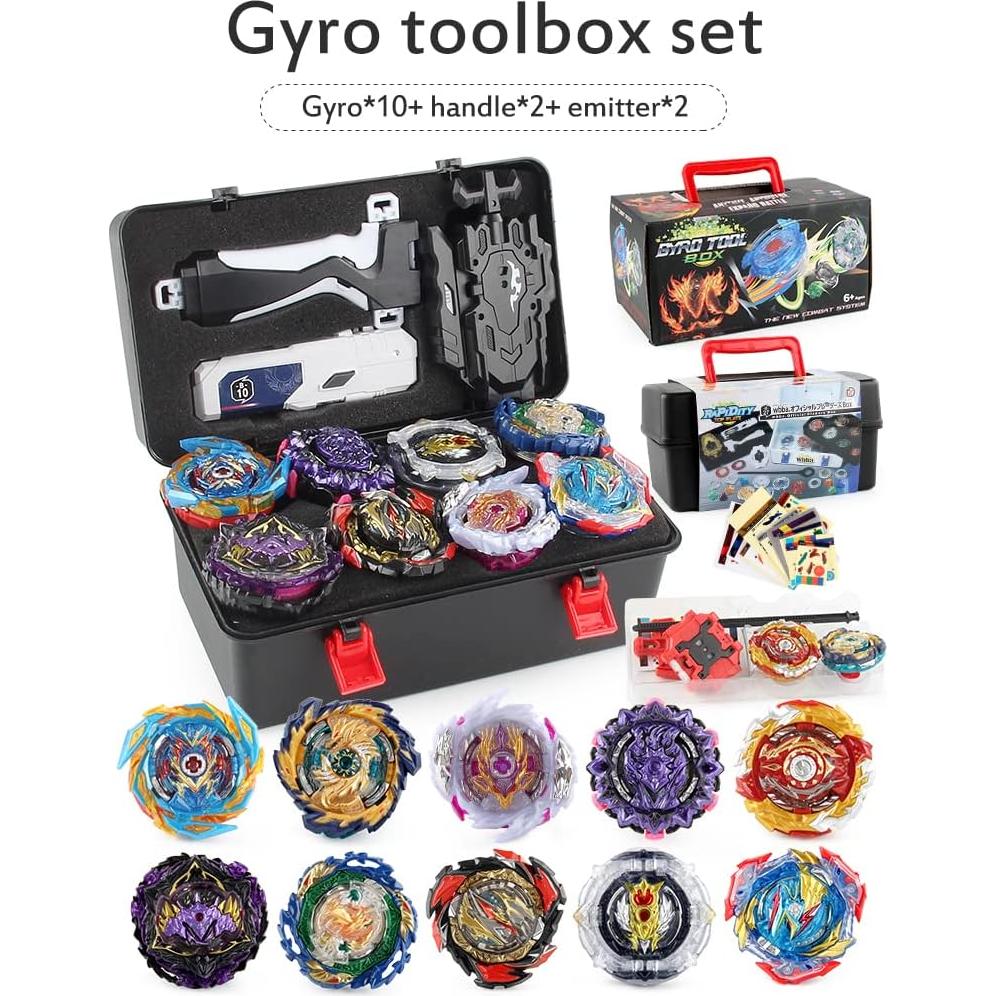 Juego de Trompos de Combate FGFXL 10 Gyros 2 Lanzadores