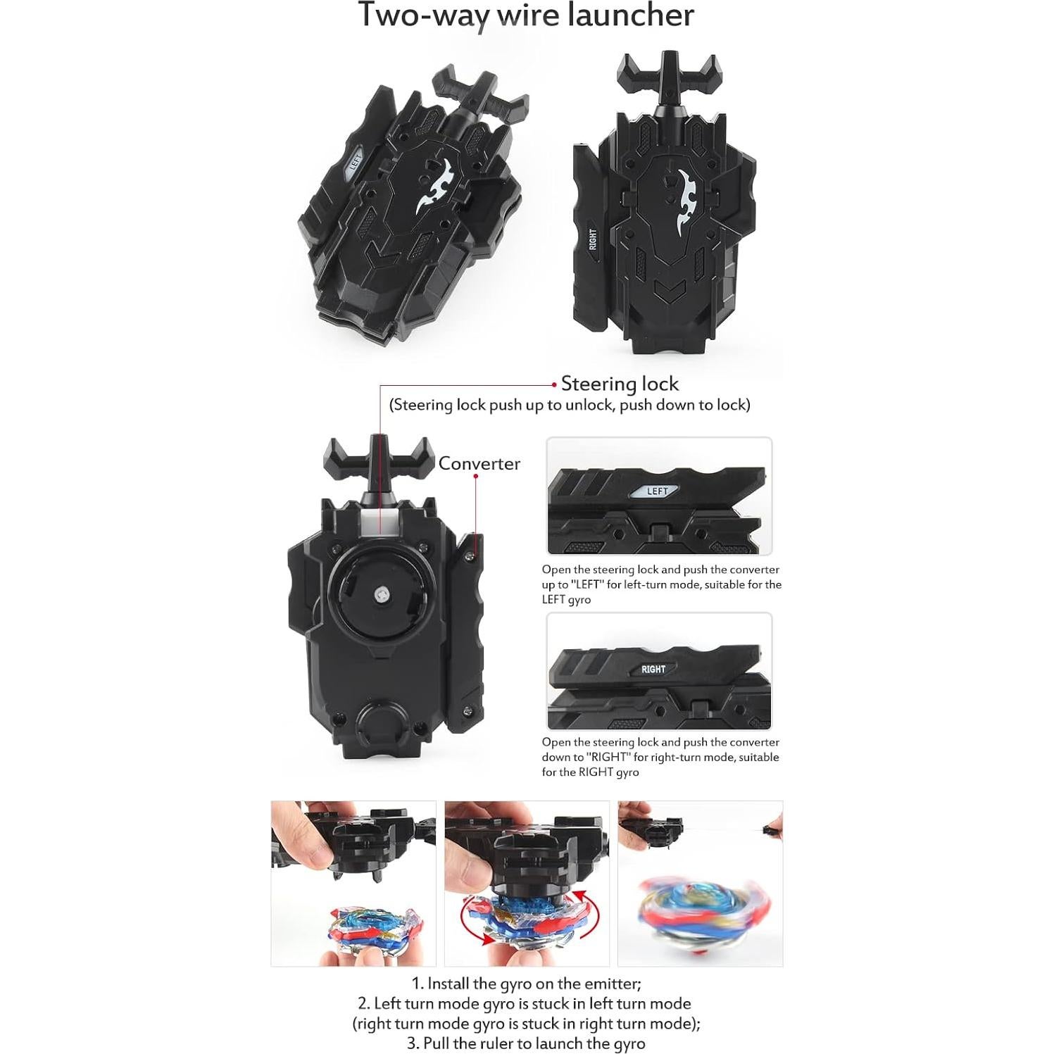 Juego de Trompos de Combate FGFXL 10 Gyros 2 Lanzadores