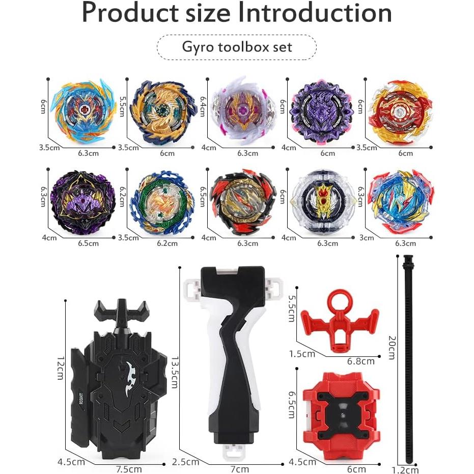 Juego de Trompos de Combate FGFXL 10 Gyros 2 Lanzadores