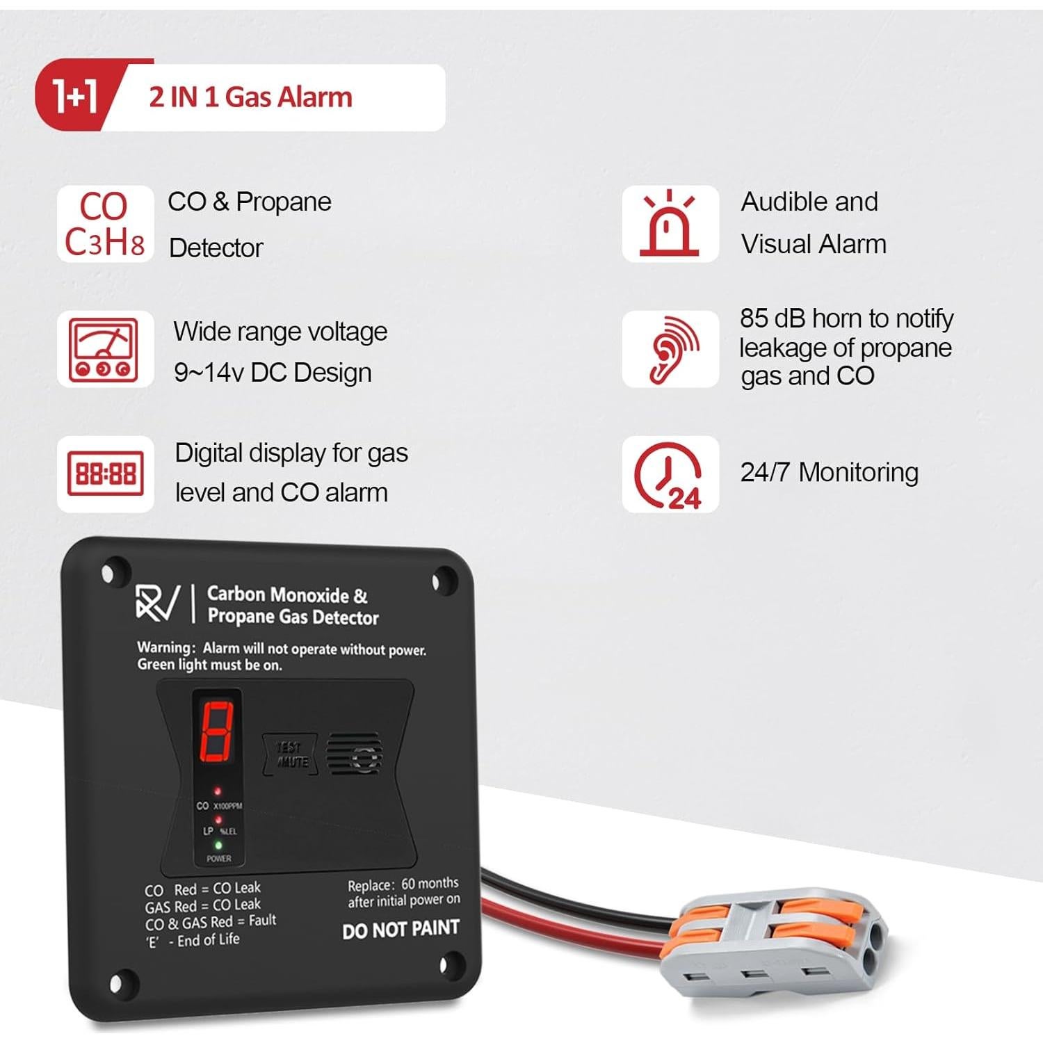 Detector de Monóxido de Carbono y Gas Propano Leakbee R503 2 en 1