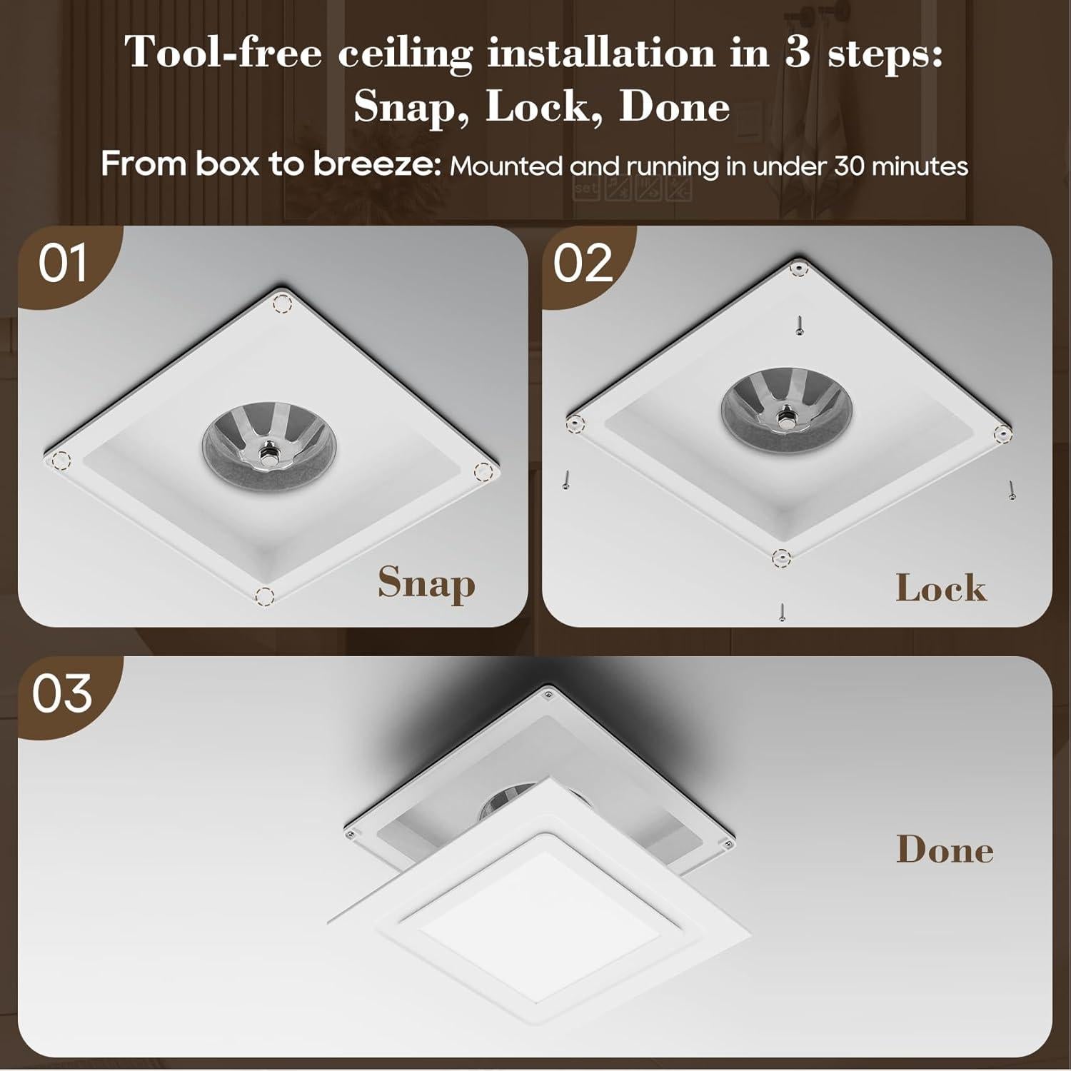 Ventilador Extractor de Baño Gopper con Luz LED 12W 141CFM