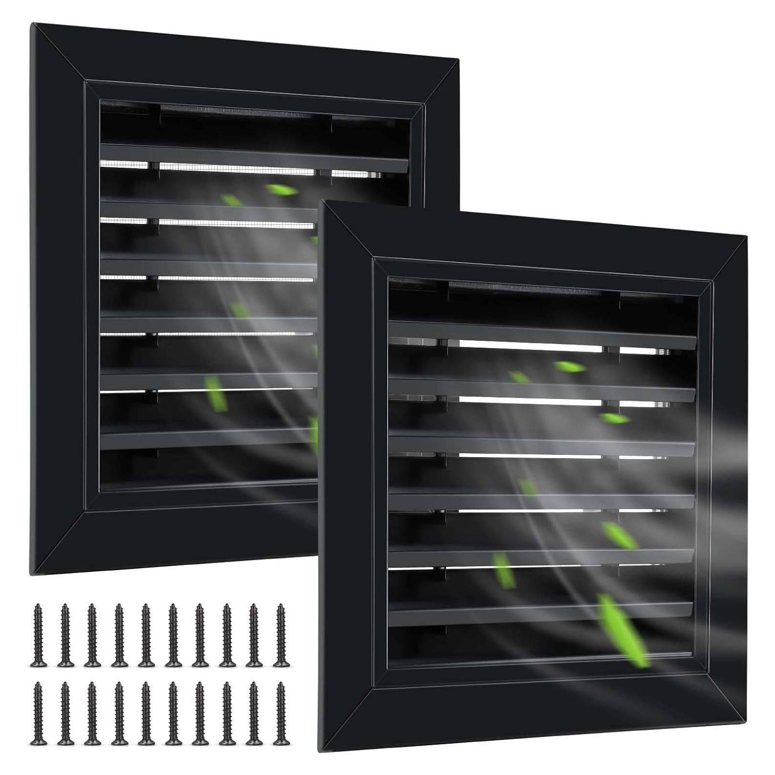 Ventilación de Tejado Gisafai 10x10 cm 2 Pcs Aluminio Negro