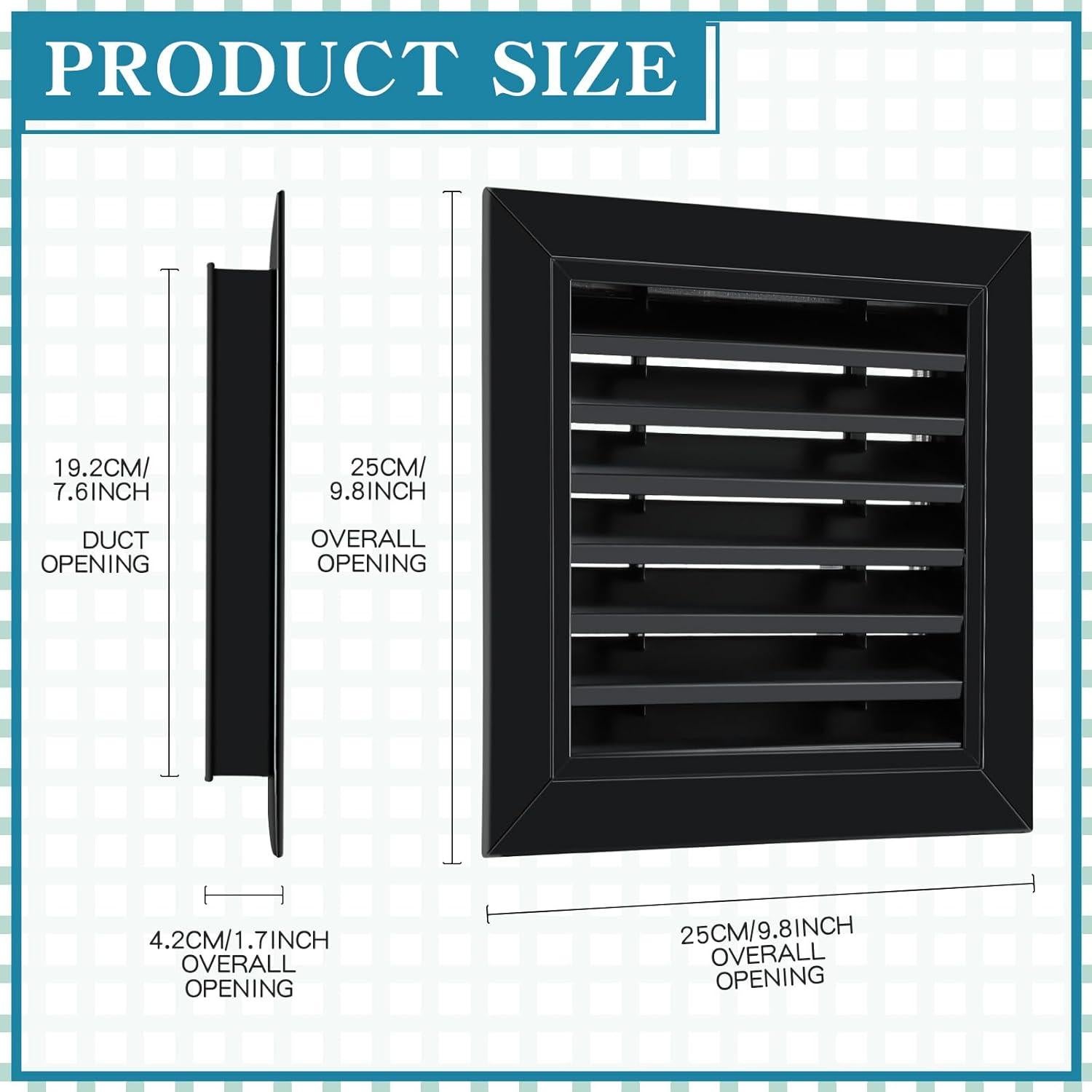 Ventilación de Tejado Gisafai 10x10 cm 2 Pcs Aluminio Negro