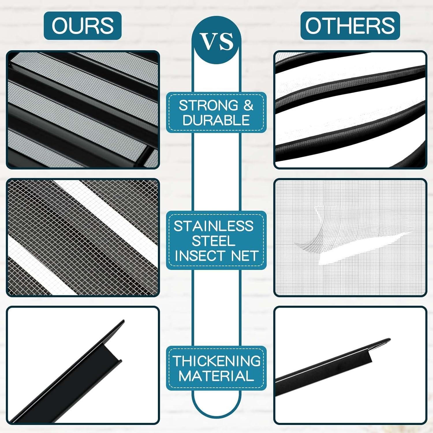 Ventilación de Tejado Gisafai 10x10 cm 2 Pcs Aluminio Negro