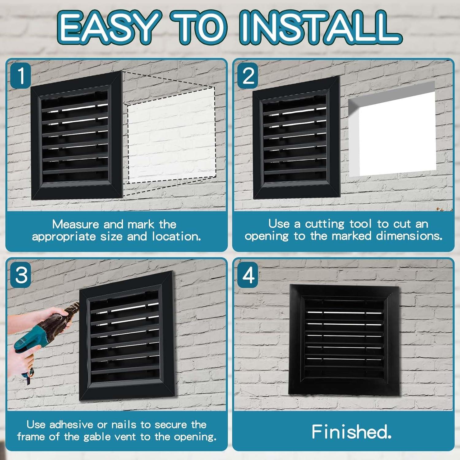 Ventilación de Tejado Gisafai 10x10 cm 2 Pcs Aluminio Negro