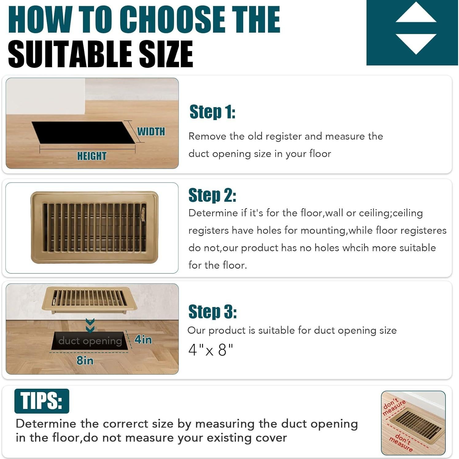 Registro de Piso VOISEN 10x20 cm Marrón 2 Piezas Acero