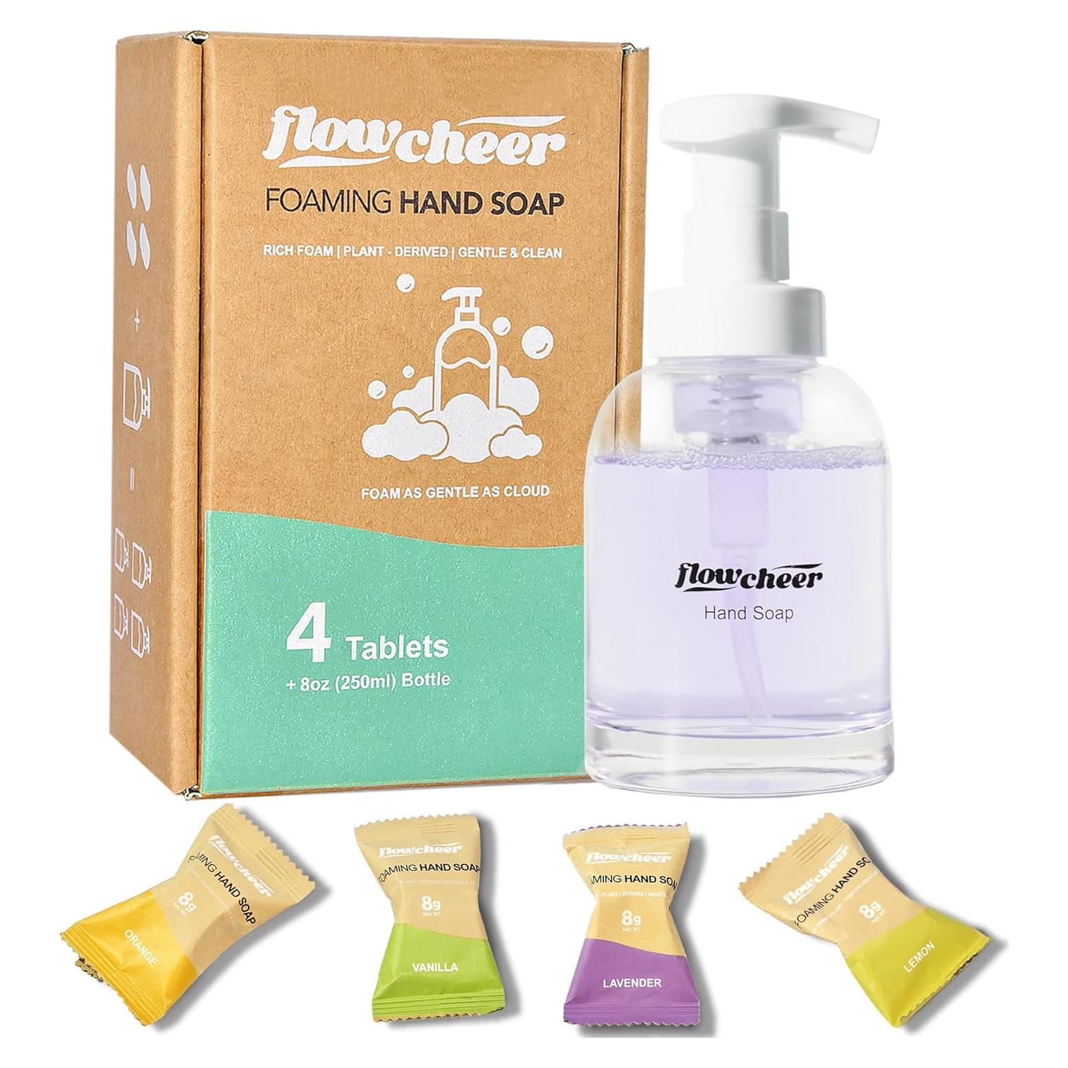 Kit de Dispensador de Jabón Espumoso Flowcheer 11 oz + 4 Tabletas