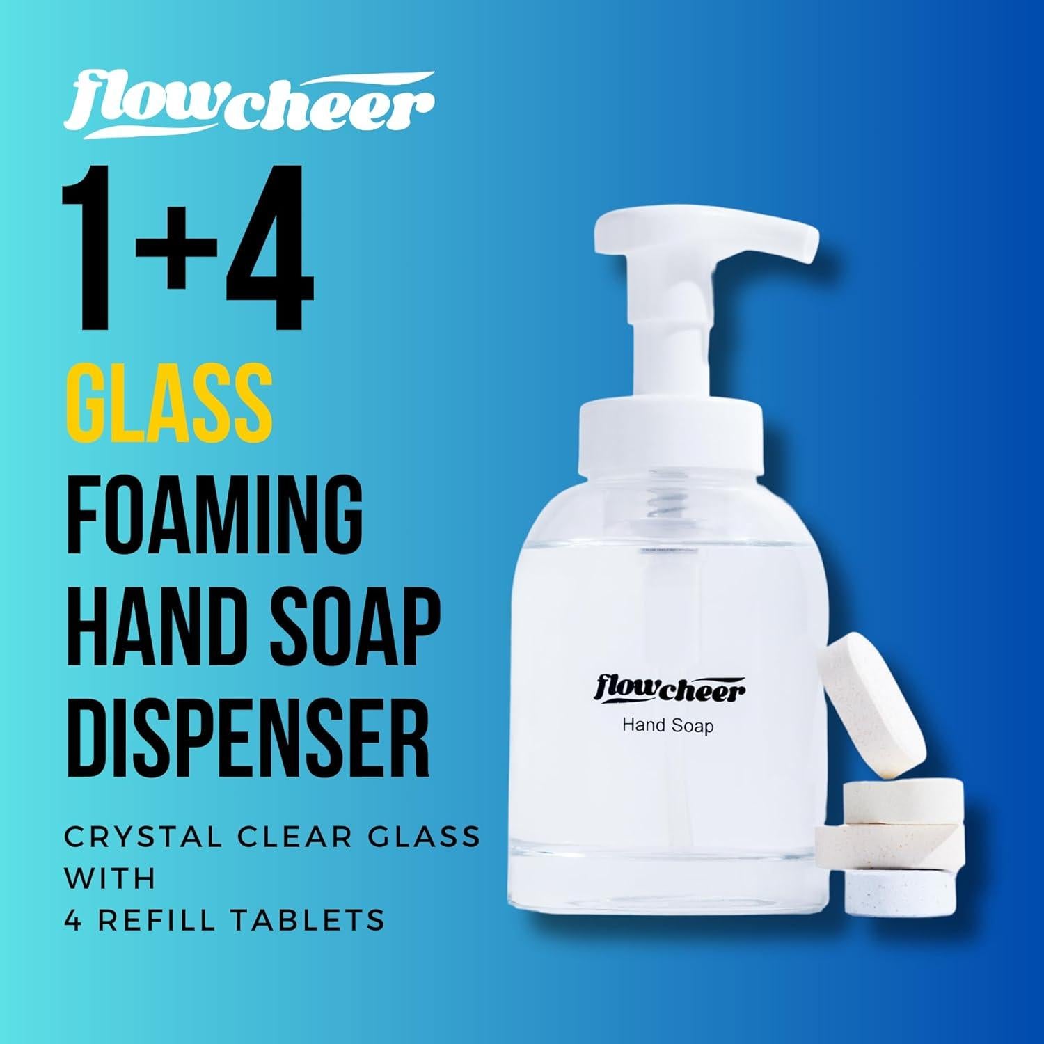 Kit de Dispensador de Jabón Espumoso Flowcheer 11 oz + 4 Tabletas