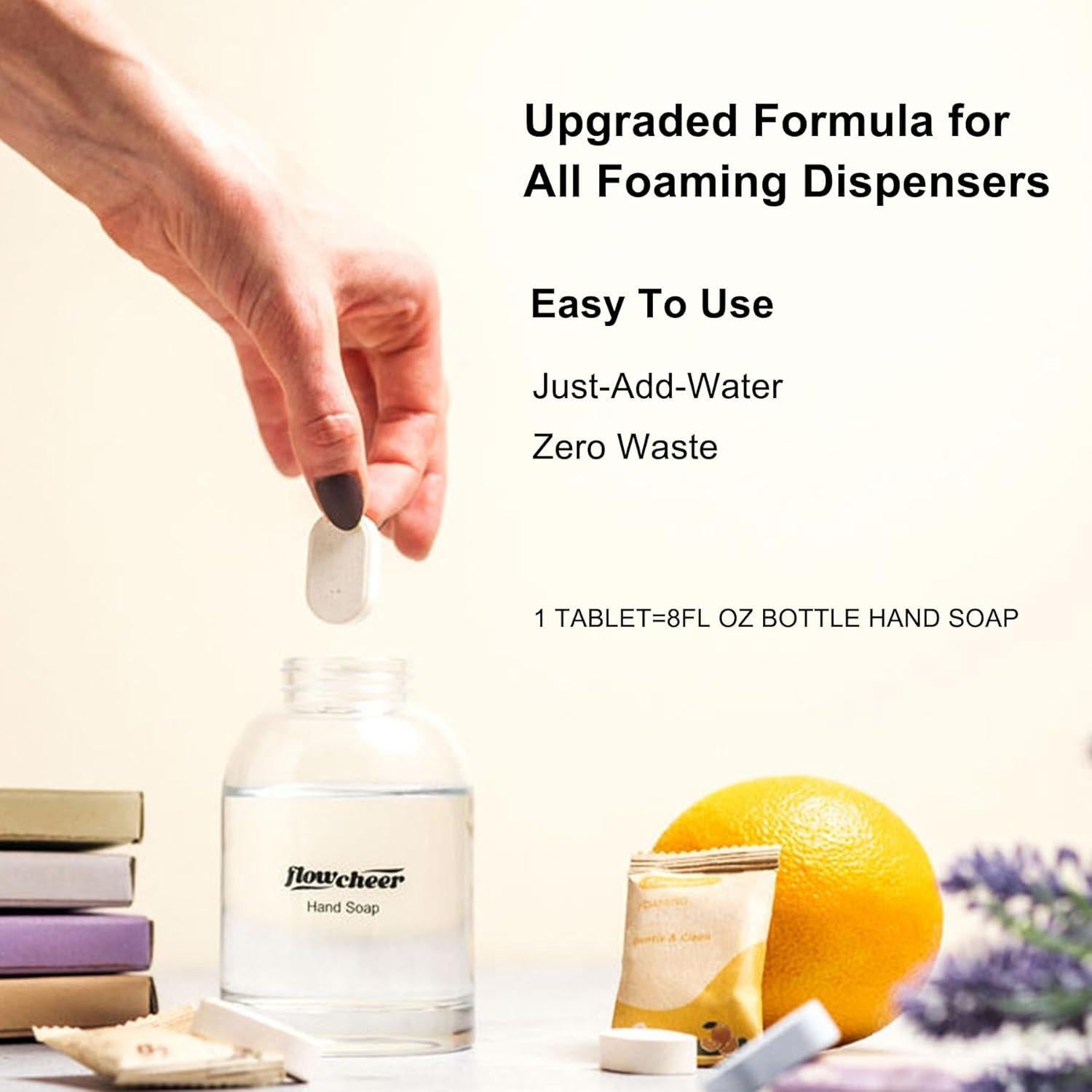 Kit de Dispensador de Jabón Espumoso Flowcheer 11 oz + 4 Tabletas