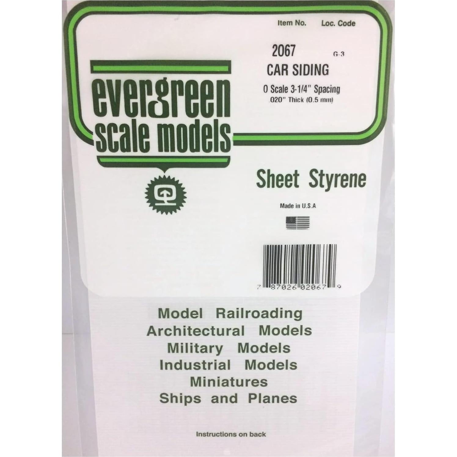 Hoja de Plástico Evergreen 70EG2067 para Modelismo 0.5mm